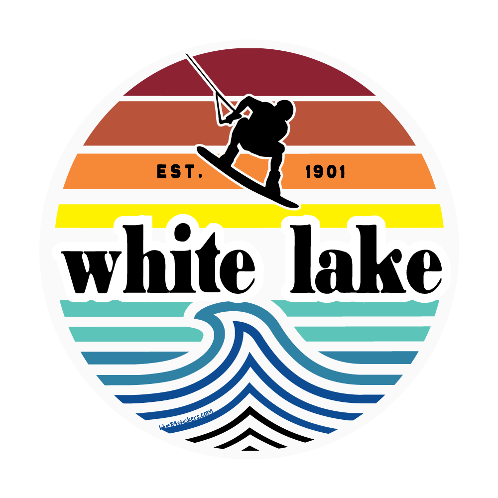 White Lake Sticker -Wakeboarder