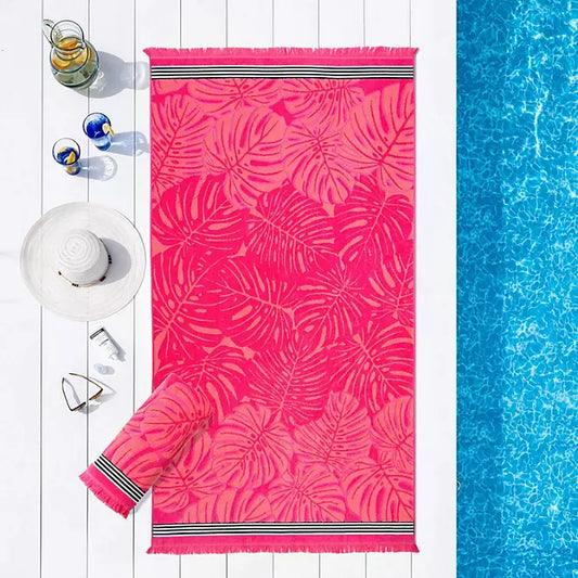 Adult Beach Towel - Pink Palmania