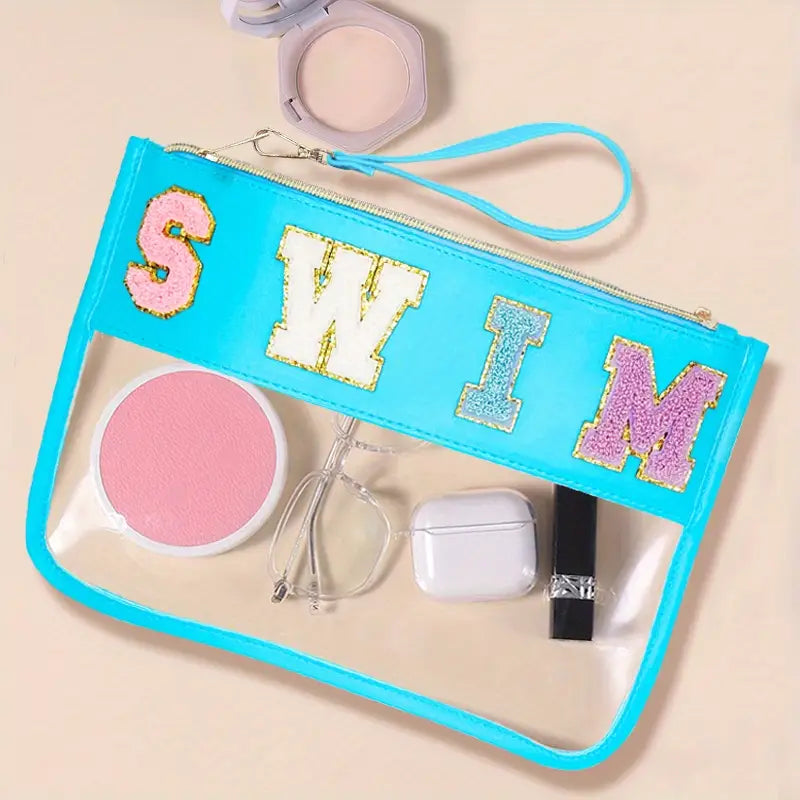 Letter Patch Cosmetic Bag - Teal