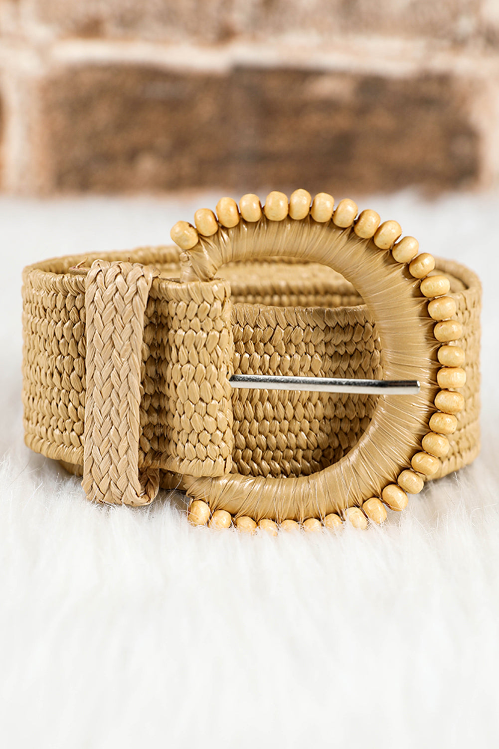 Camel Boho Woven Straw Belt