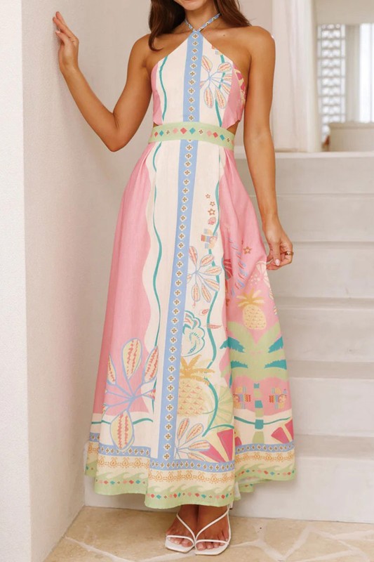 Printed Halter Mini Dress