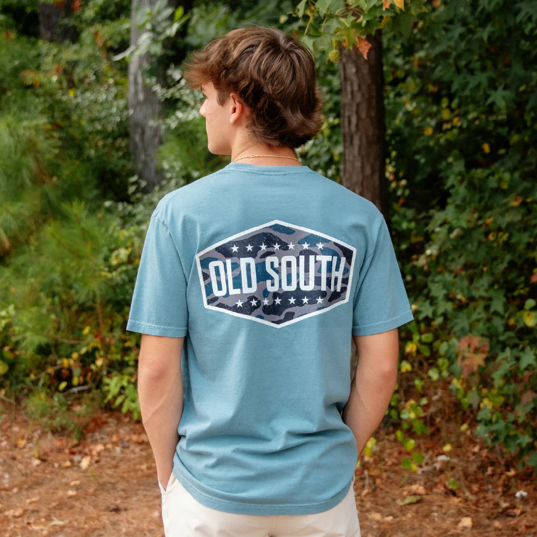 Old South Short Sleeve Tee - Black Camo Logo