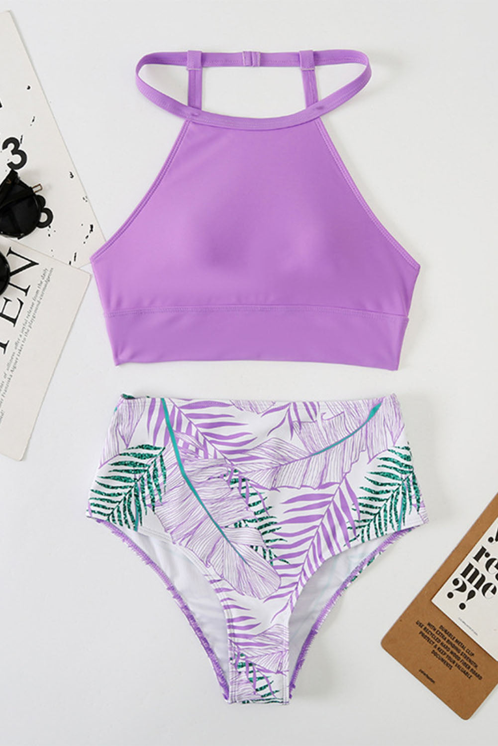 Purple Strappy Halter Bikini