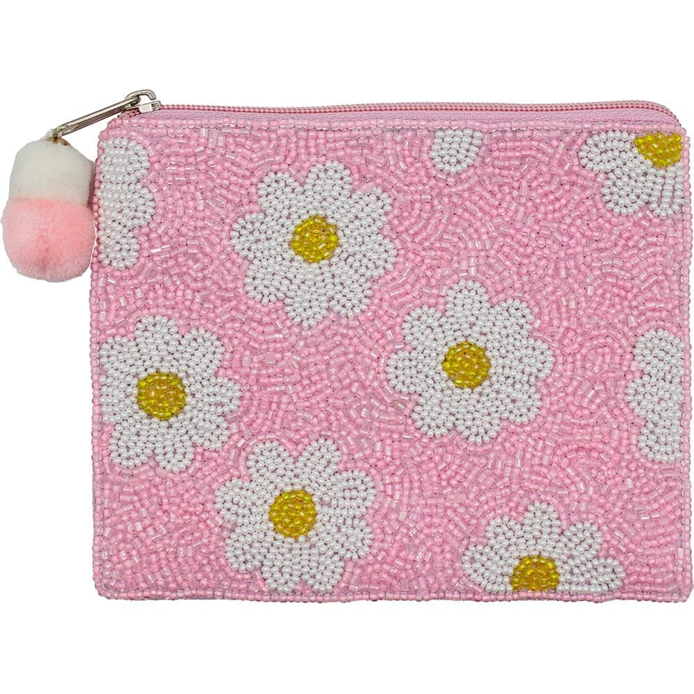 Daisies Seed Beaded Coin Purse