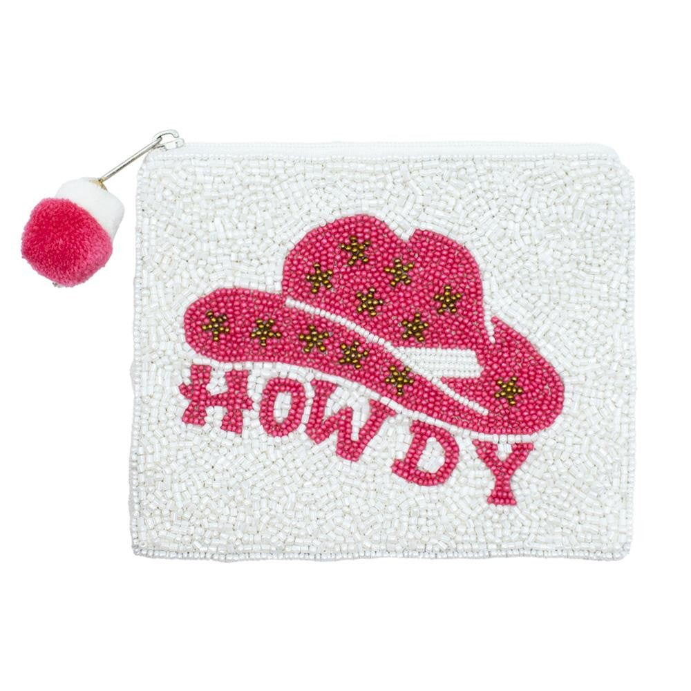 "Howdy" Cowgirl Hat Seed Beaded Coin Purse