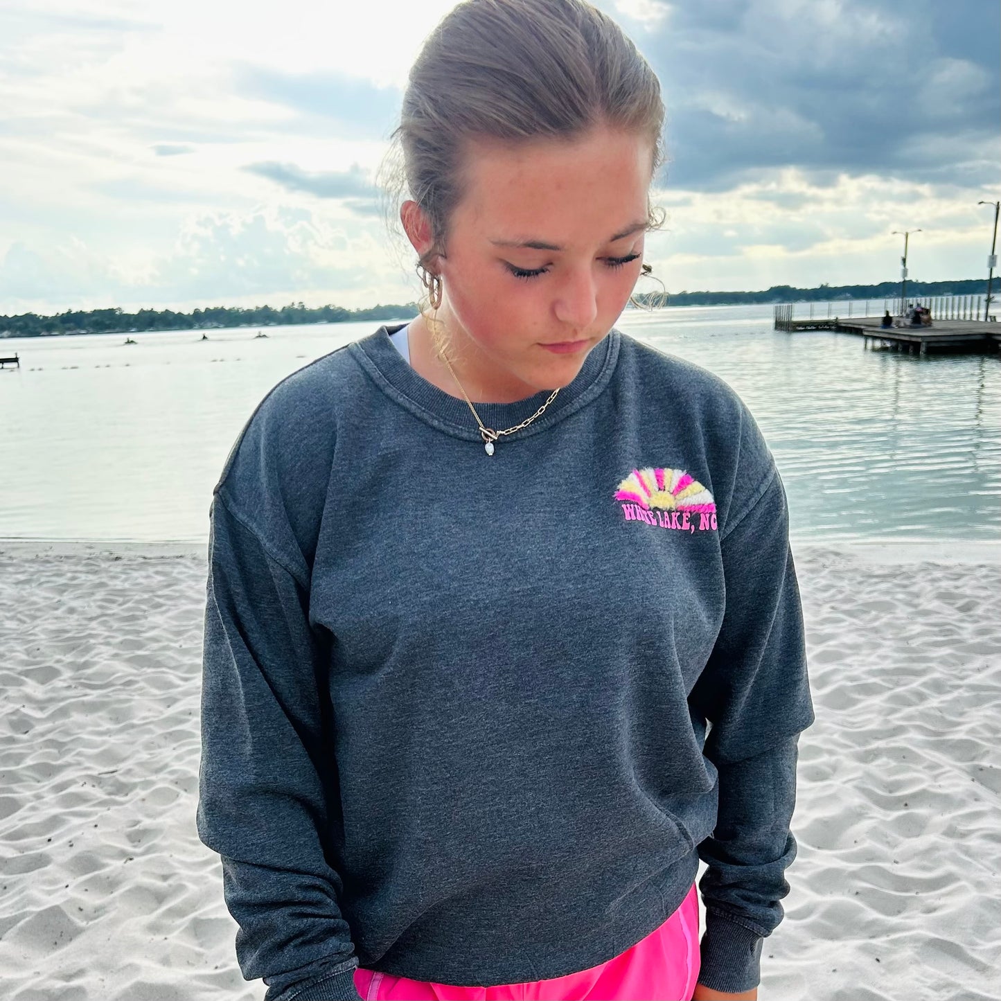 White Lake Crewneck - Chasing Sunsets Charcoal