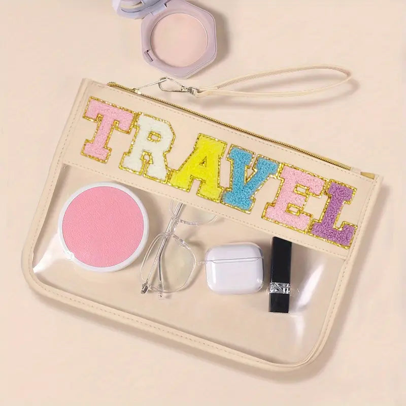 Letter Patch Cosmetic Bag - Ivory