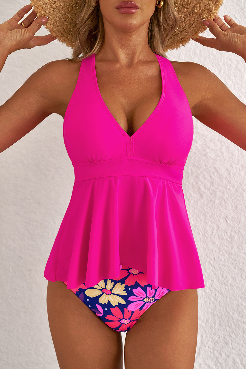 Rose V Neck Tankini