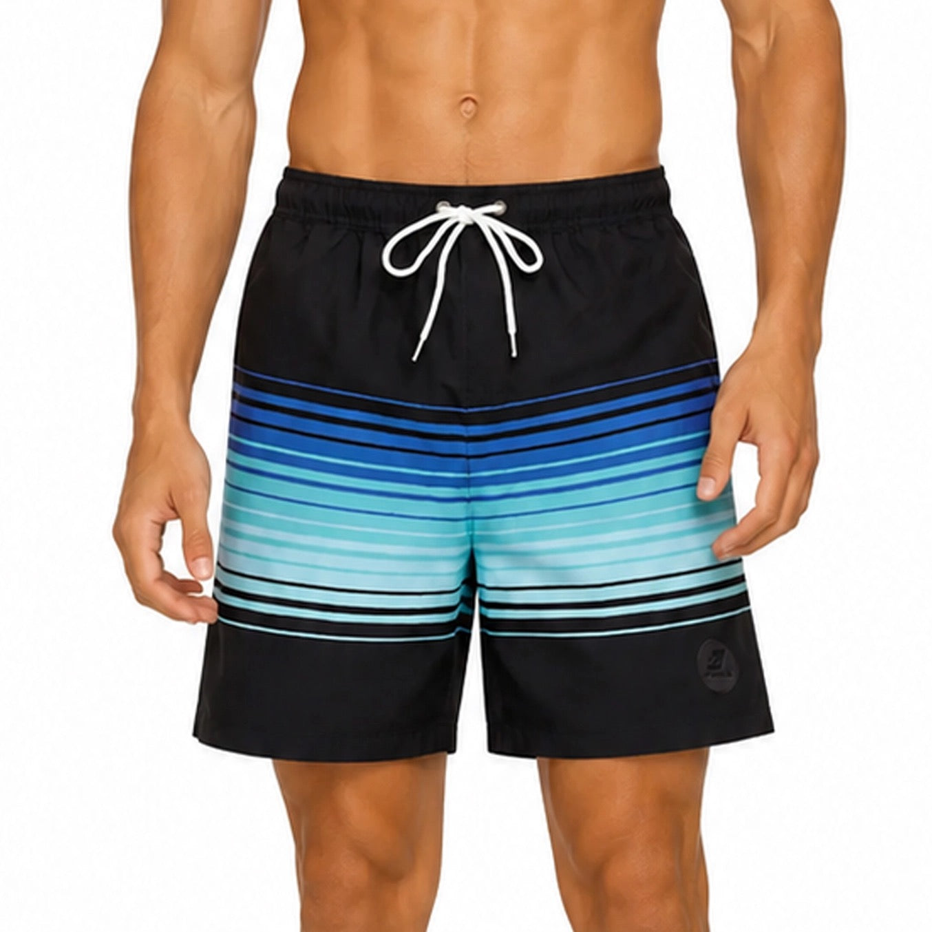 Mens Swim Shorts - Black Stripe