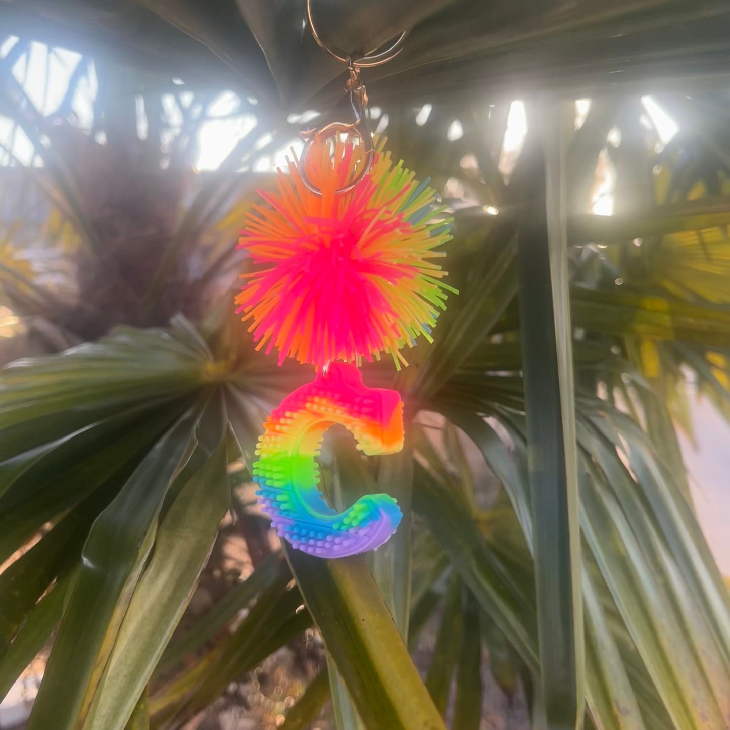Pom Pom Ball Initial Keychain