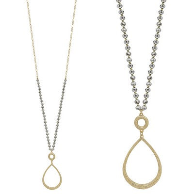 Buttons Hematite Gold Necklace