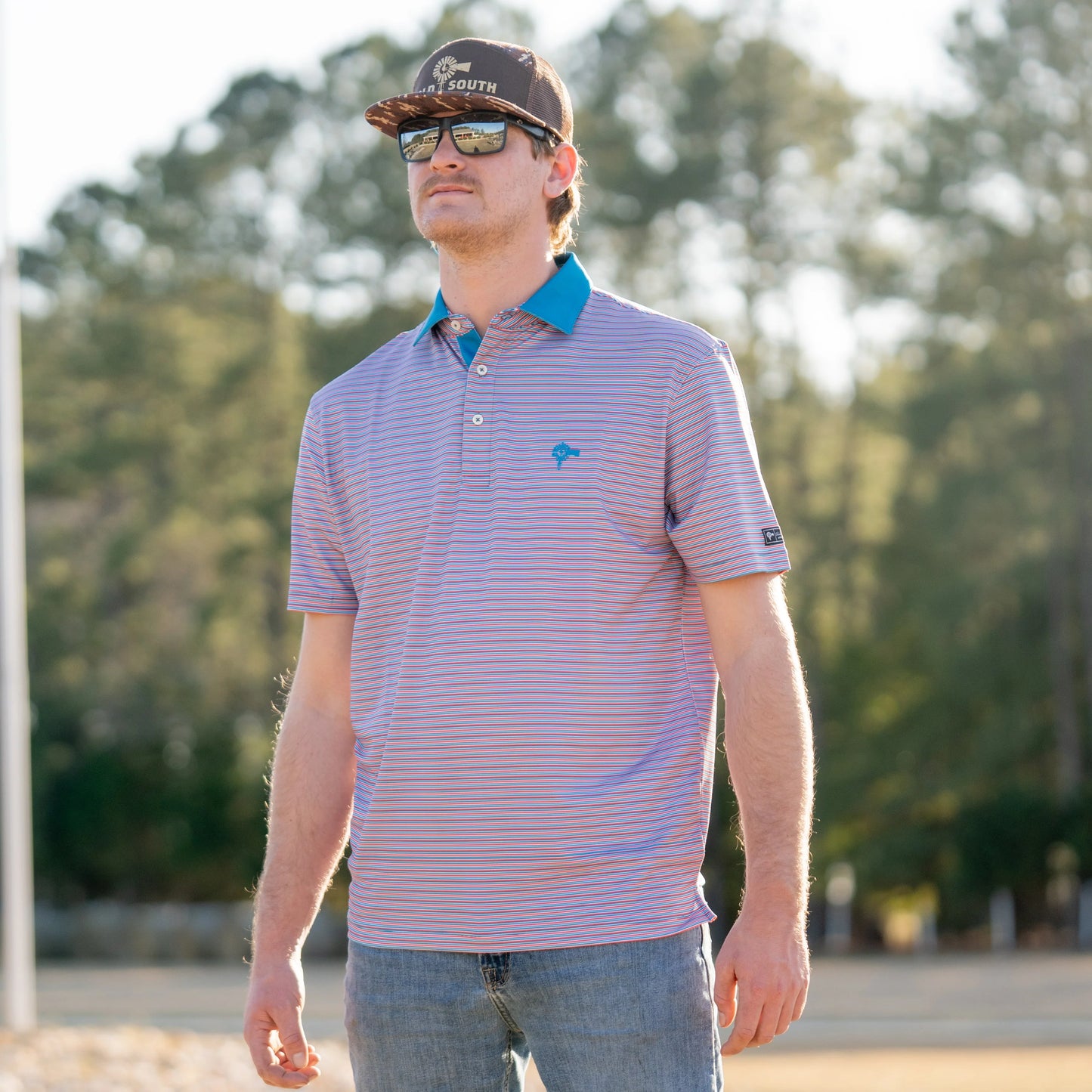 Old South Performance Polo - Rusty Microstripe