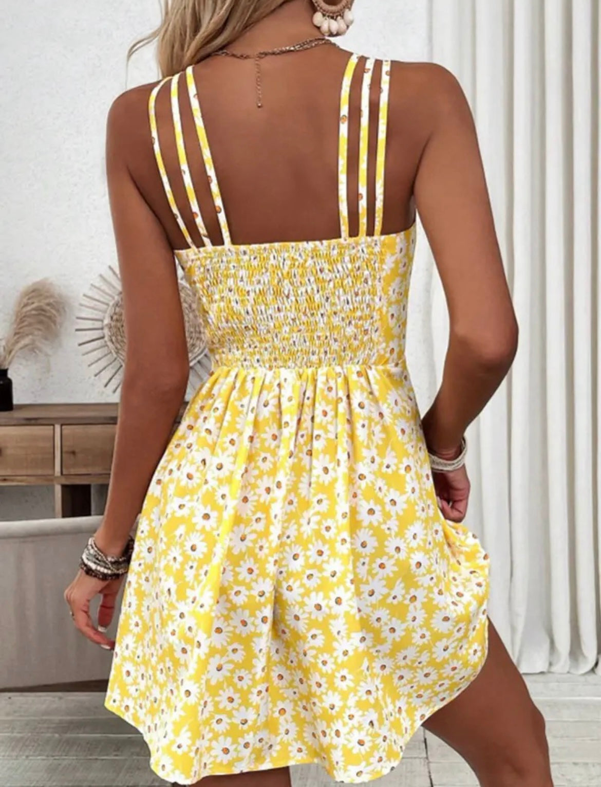 Yellow Floral Print Halter