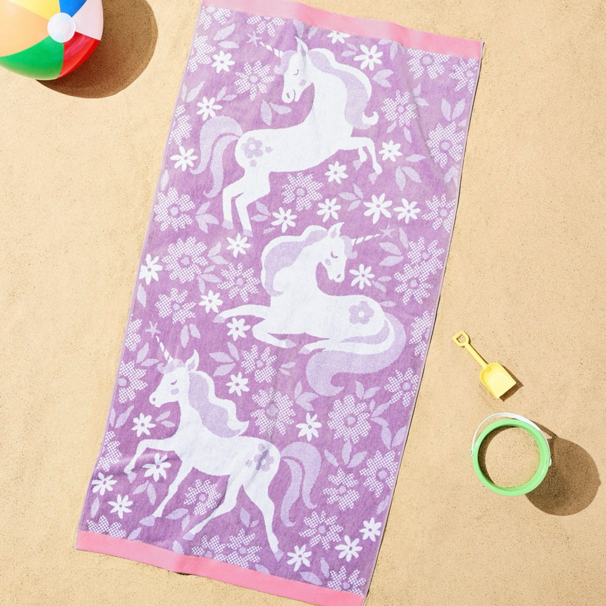Kids Beach Towel - Unicorn Garden