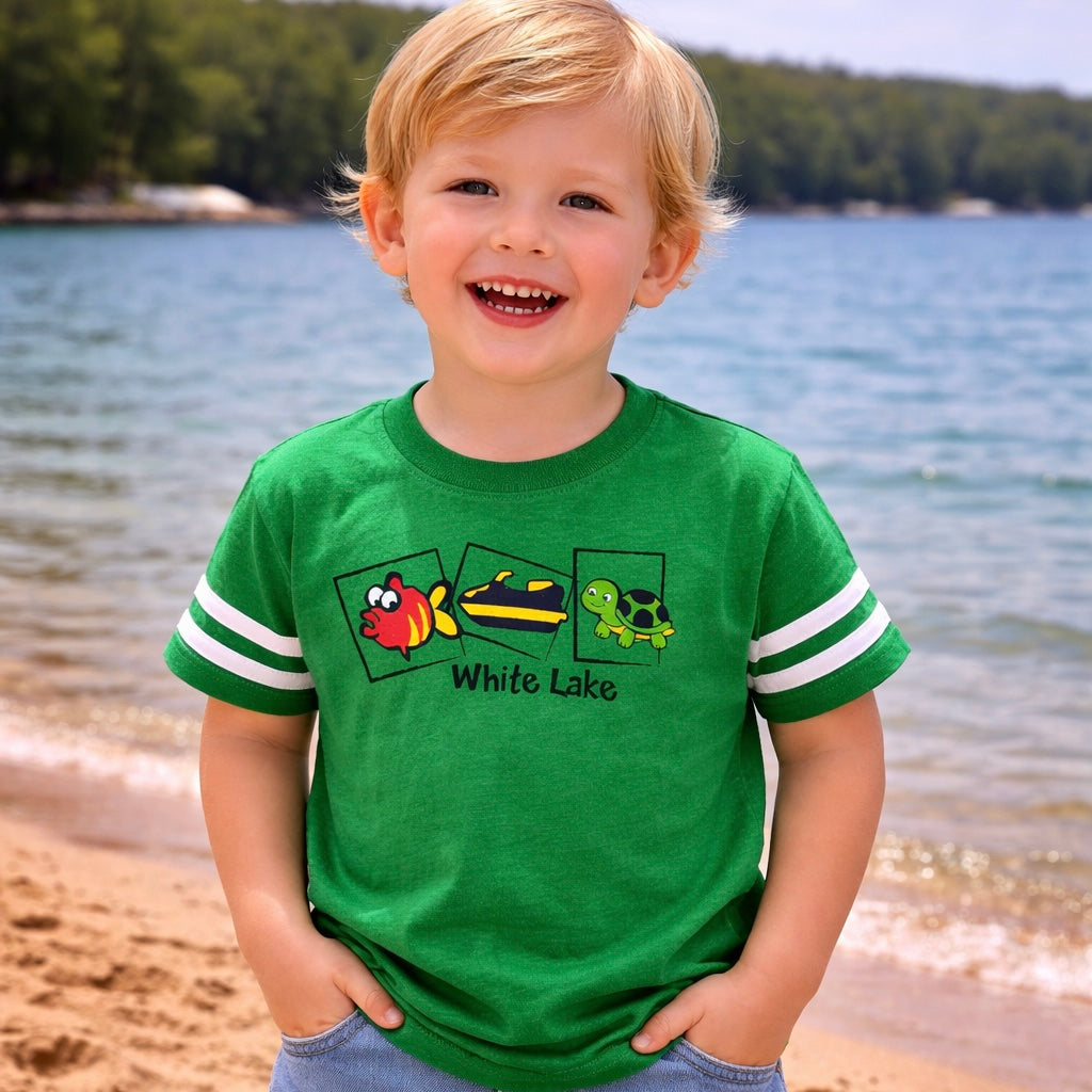 White Lake Tee Toddler - Green Football Tee