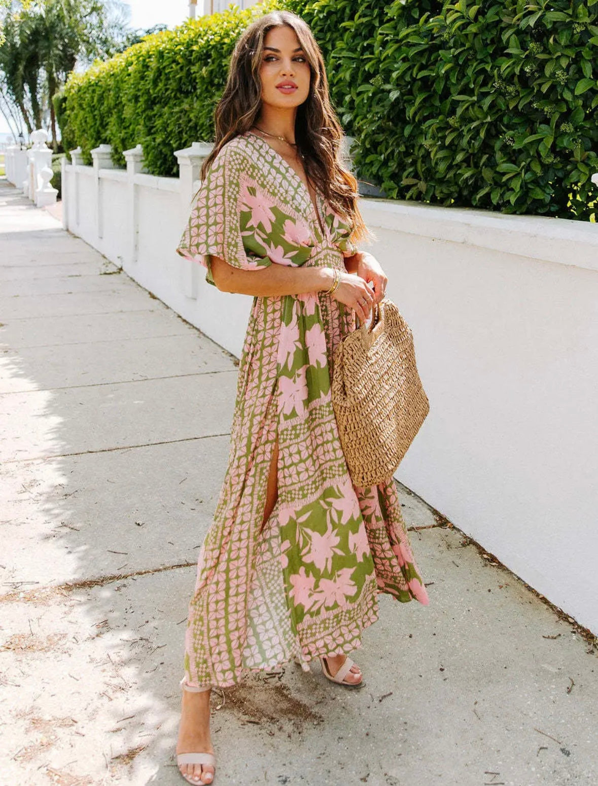 High Waist V-Neck Dress