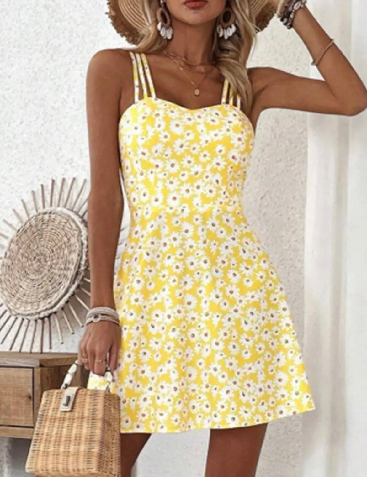 Yellow Floral Print Halter