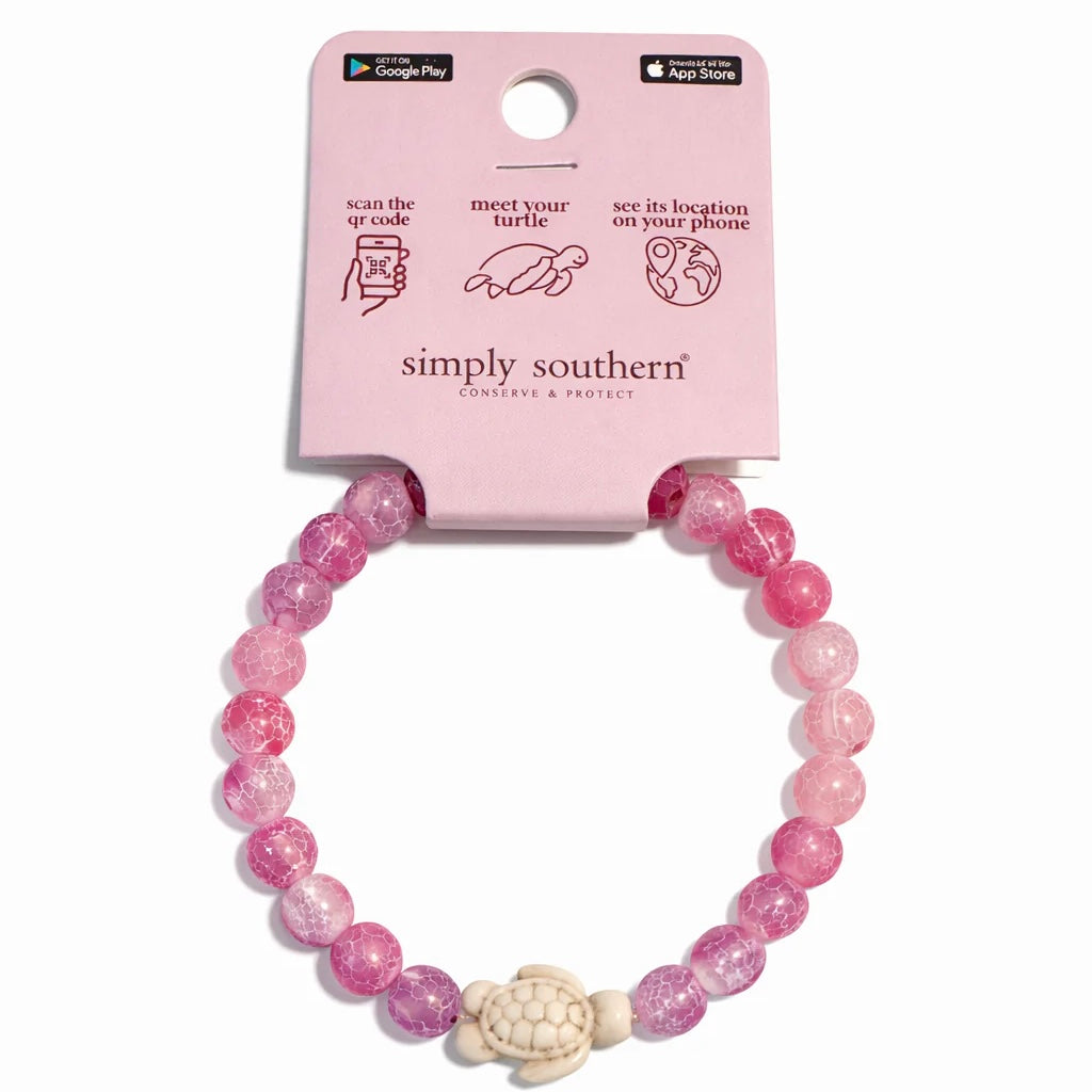 Simply Southern Turtle Tracker Bracelet- Pink Crackle