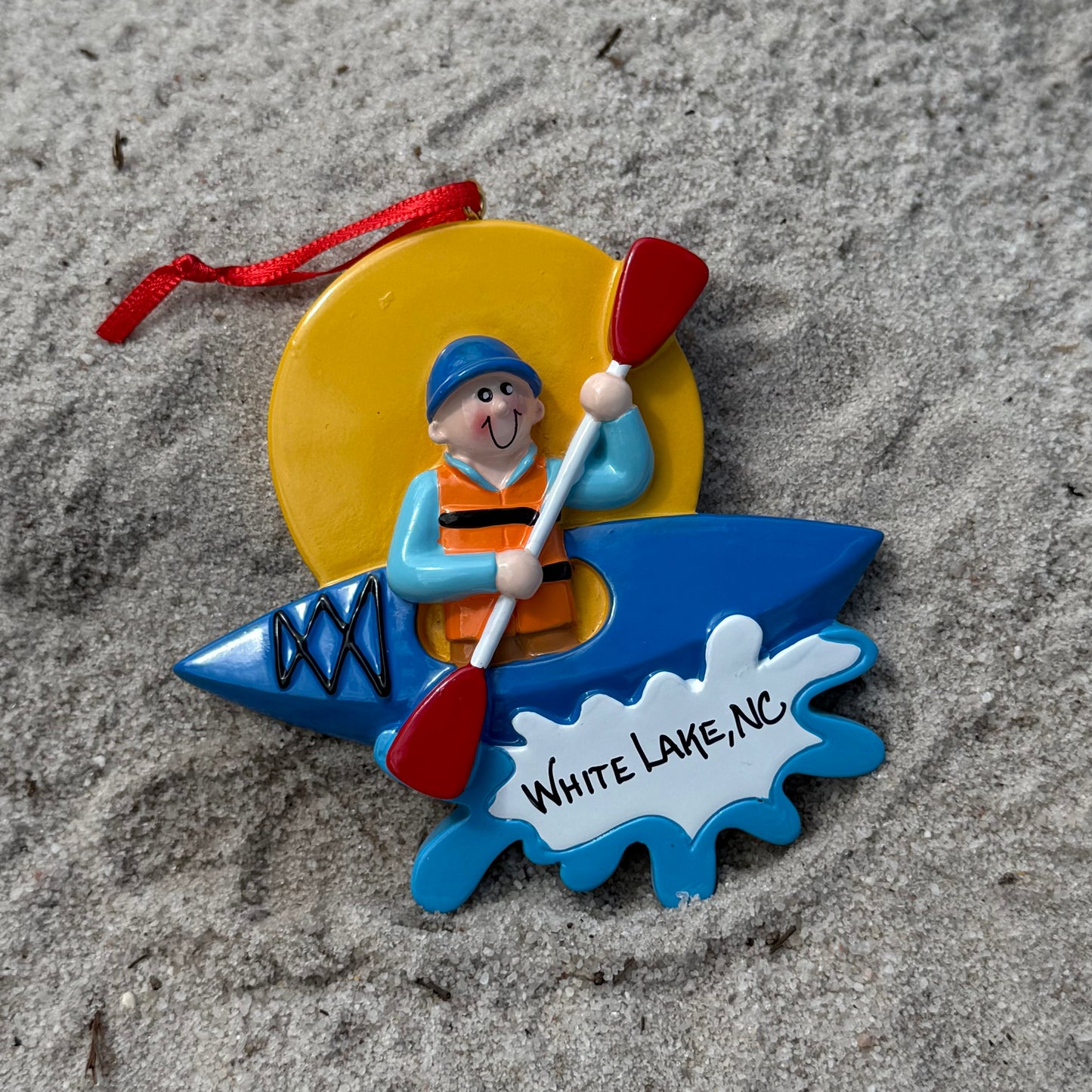 White Lake Ornament - Kayaking Boy