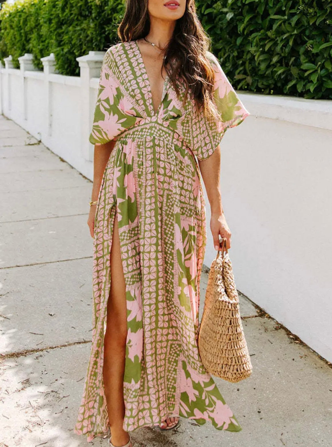 High Waist V-Neck Dress