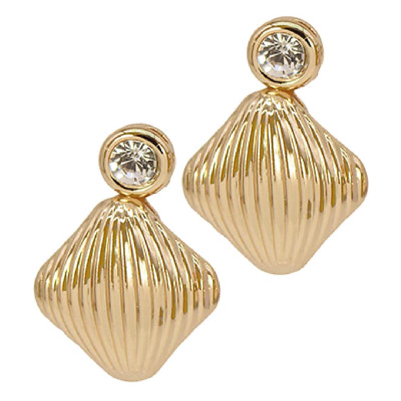 GS Textured Rhombus & Crystal Accent Earrings