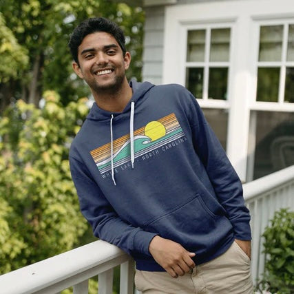 White Lake Rust Waves Hoodie - Navy