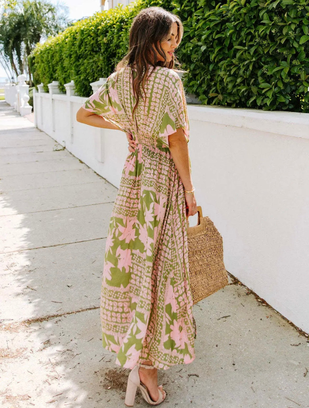 High Waist V-Neck Dress