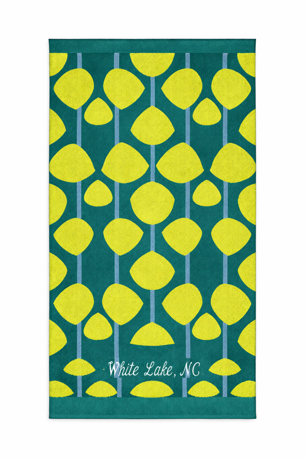 Adult Towel - Lime/Teal Leaf Pattern