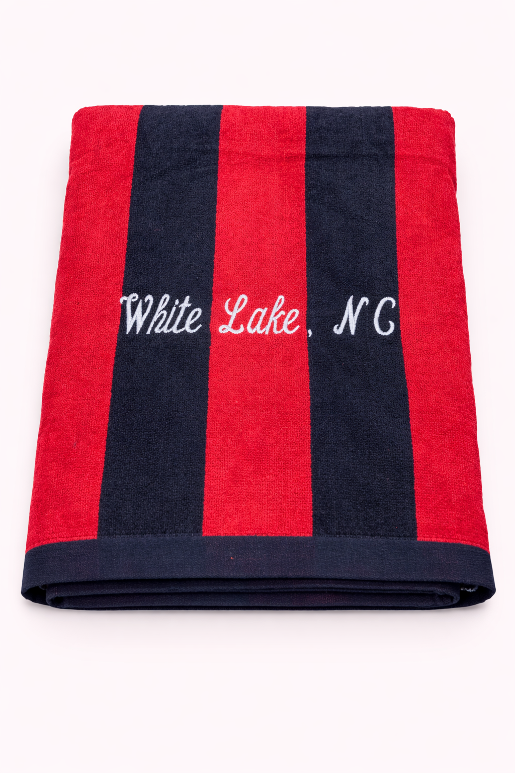 White Lake Towel- Red & Navy Stripe
