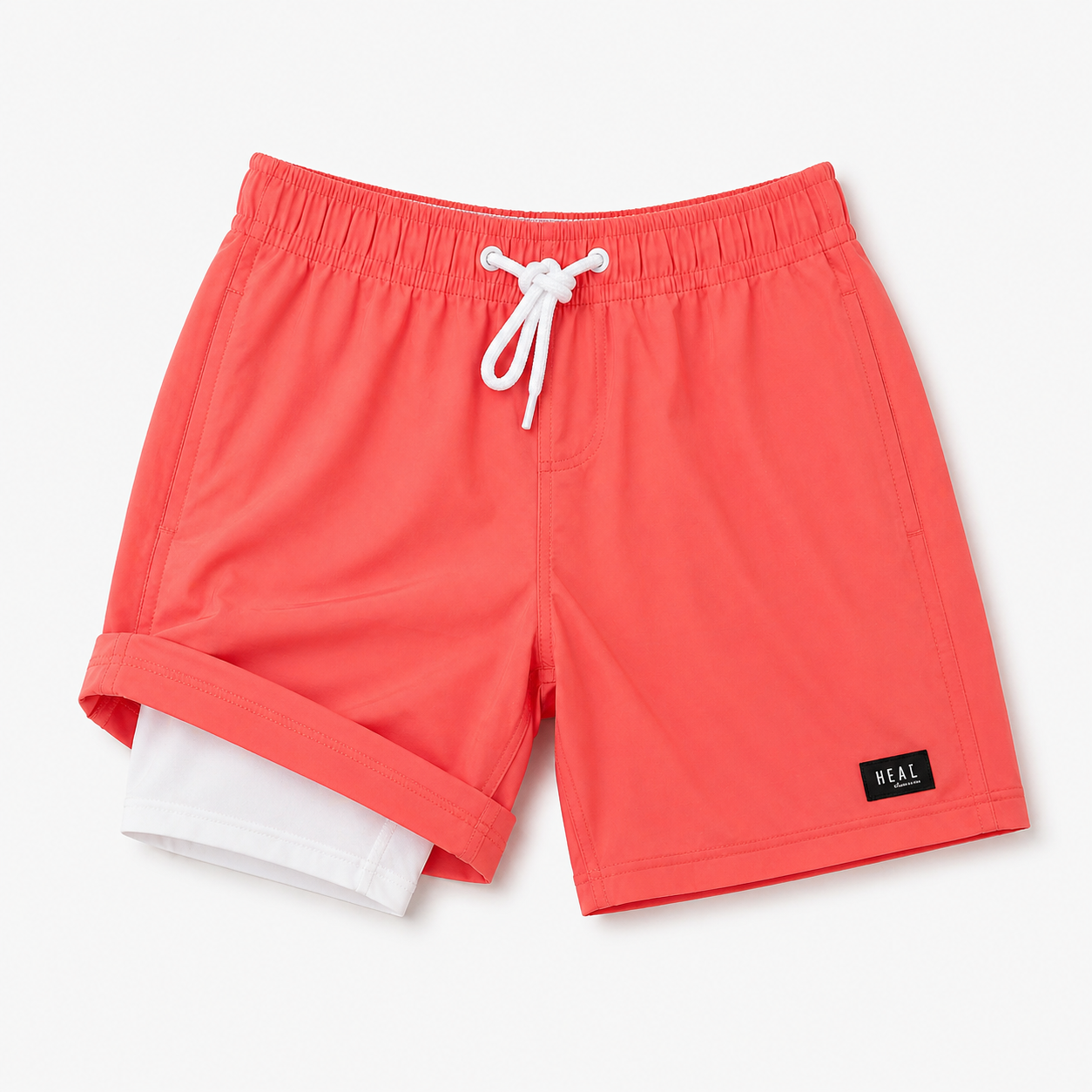 Boys Compression Board Shorts - Coral