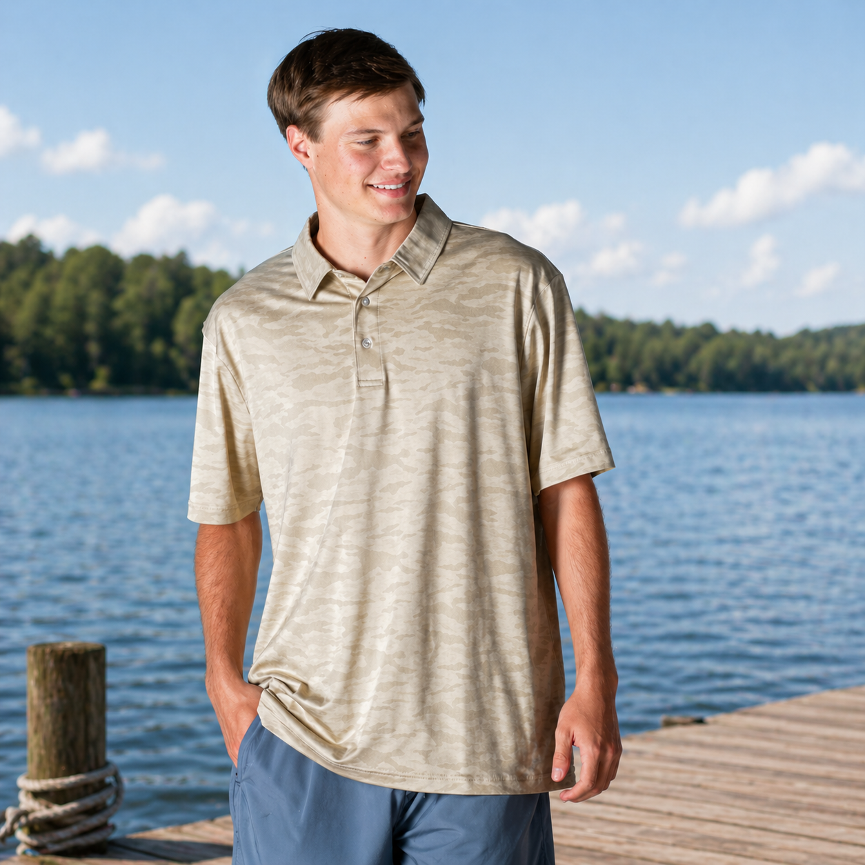Simply Southern Men’s Polo - Beige