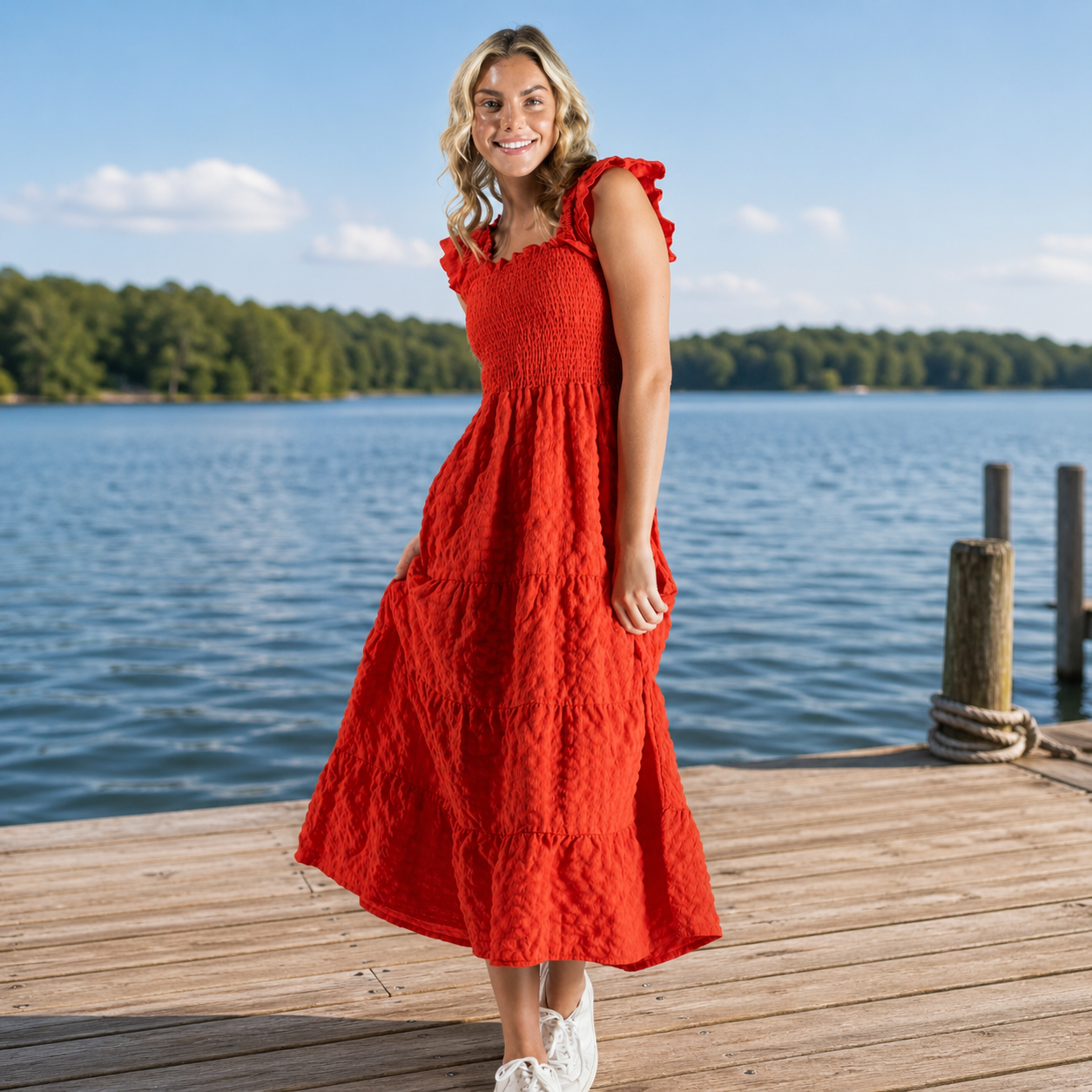 Simply Southern Tiered Maxi Dress - Red