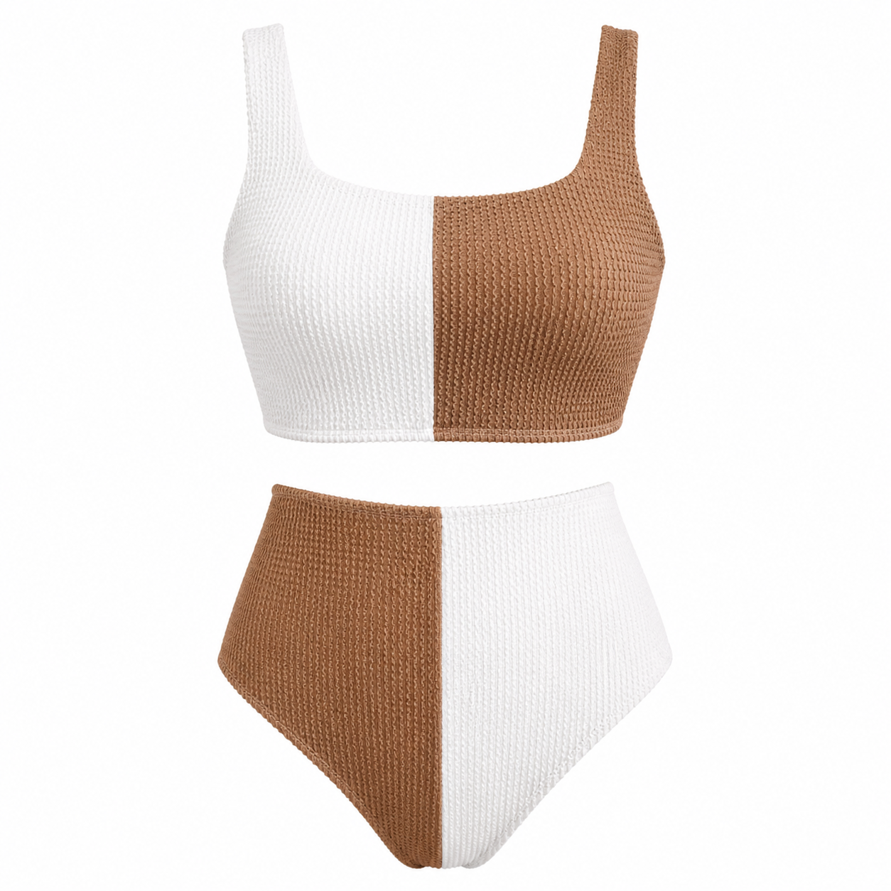 White Corded Color Block Two Piece