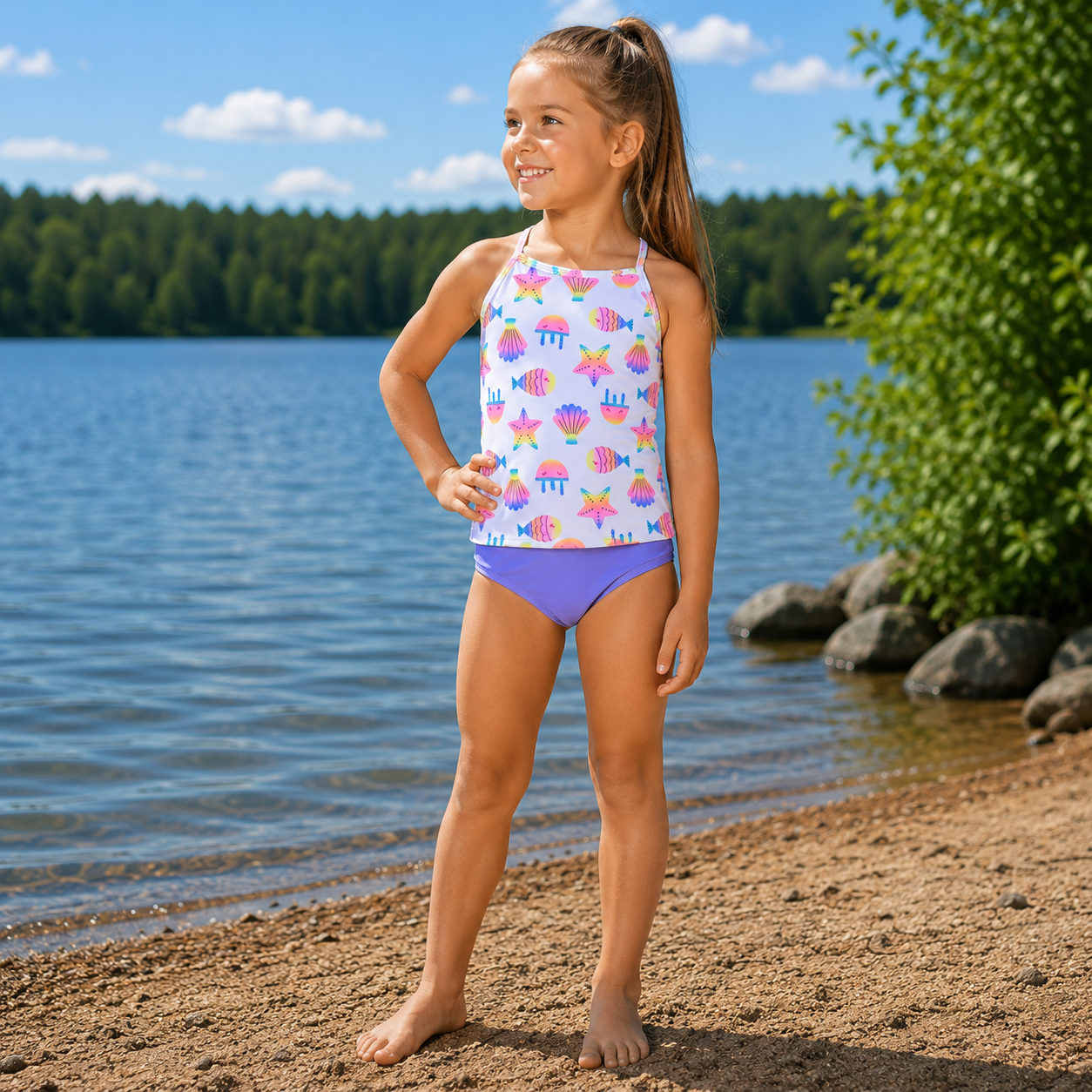 Girls Toddler Swimsuit - Rainbow Fish