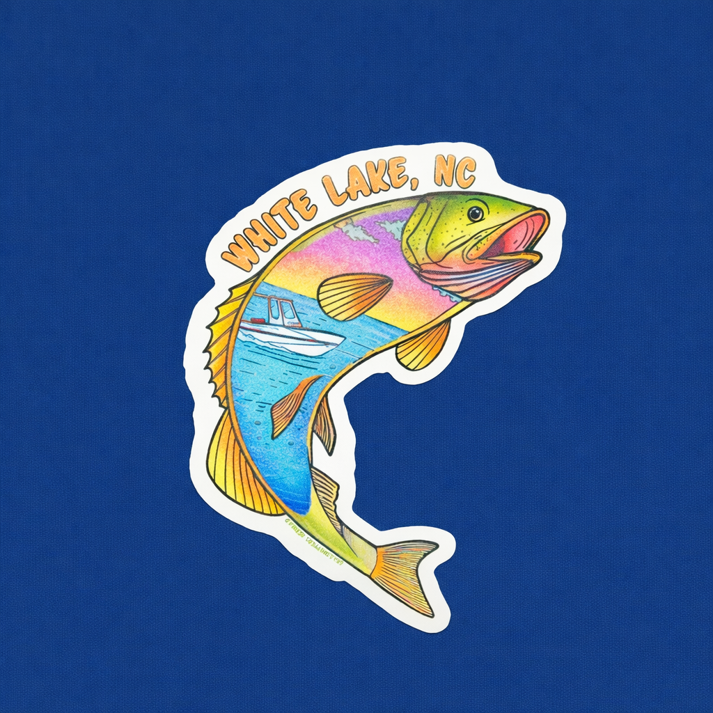 White Lake Sticker - Large Mouth Bass Boating