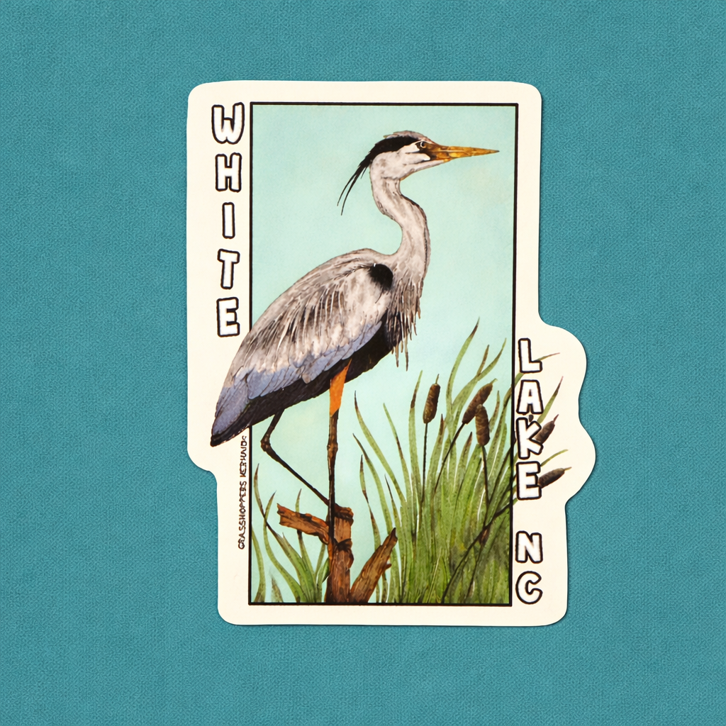 White Lake Sticker - Great Blue Heron