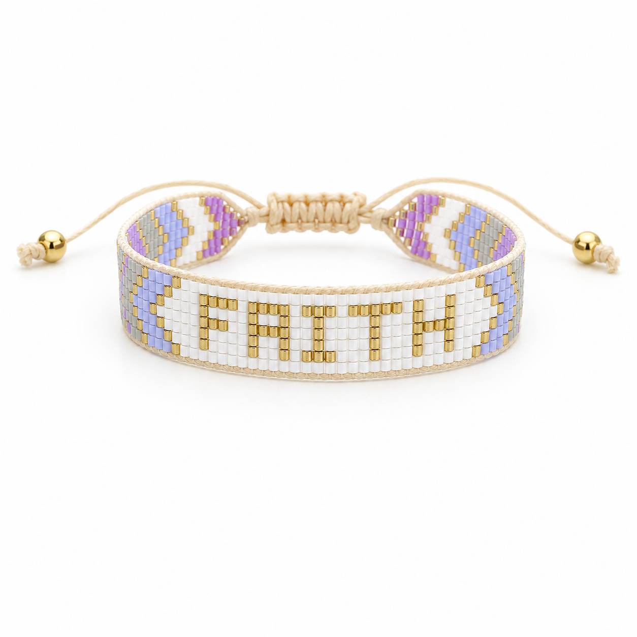 JM Kids Lavender "Faith" Woven Beaded Band Bracelet