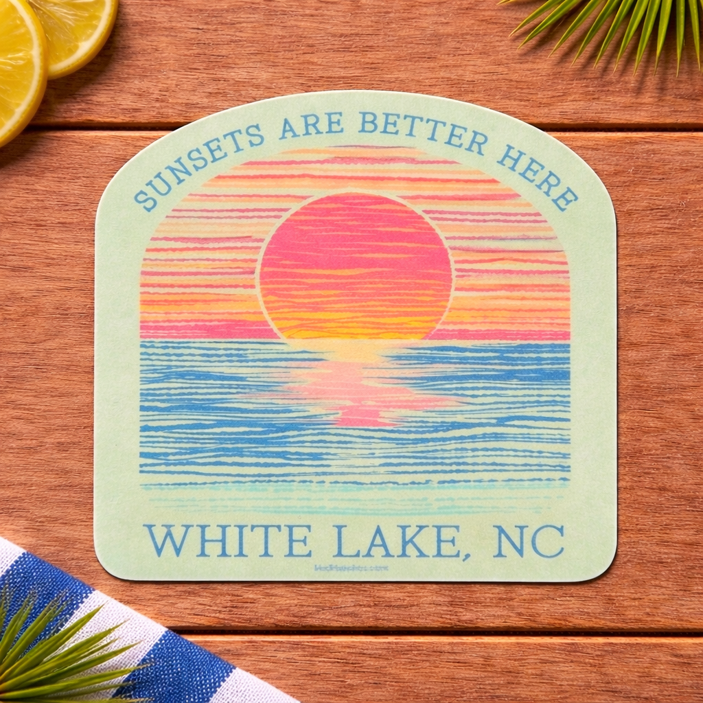 White Lake Sticker - Sunset Style