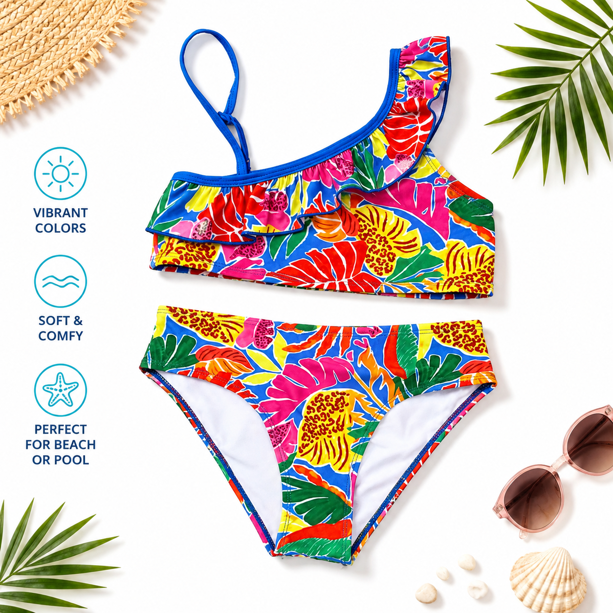 Girls Two-Piece Swimsuit - Tropical Sun