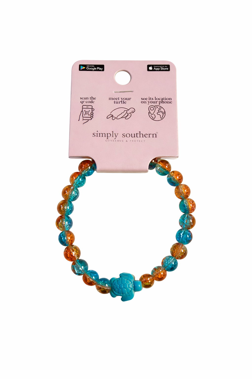 Simply Southern Turtle Tracker Bracelet- Turquoise & Amber