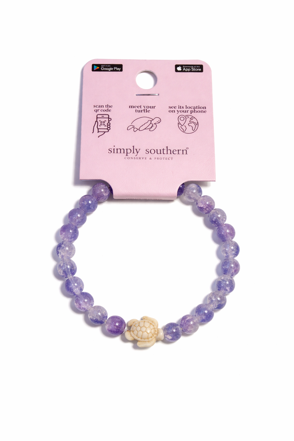 Simply Southern Turtle Tracker Bracelet- Lavender Crackle