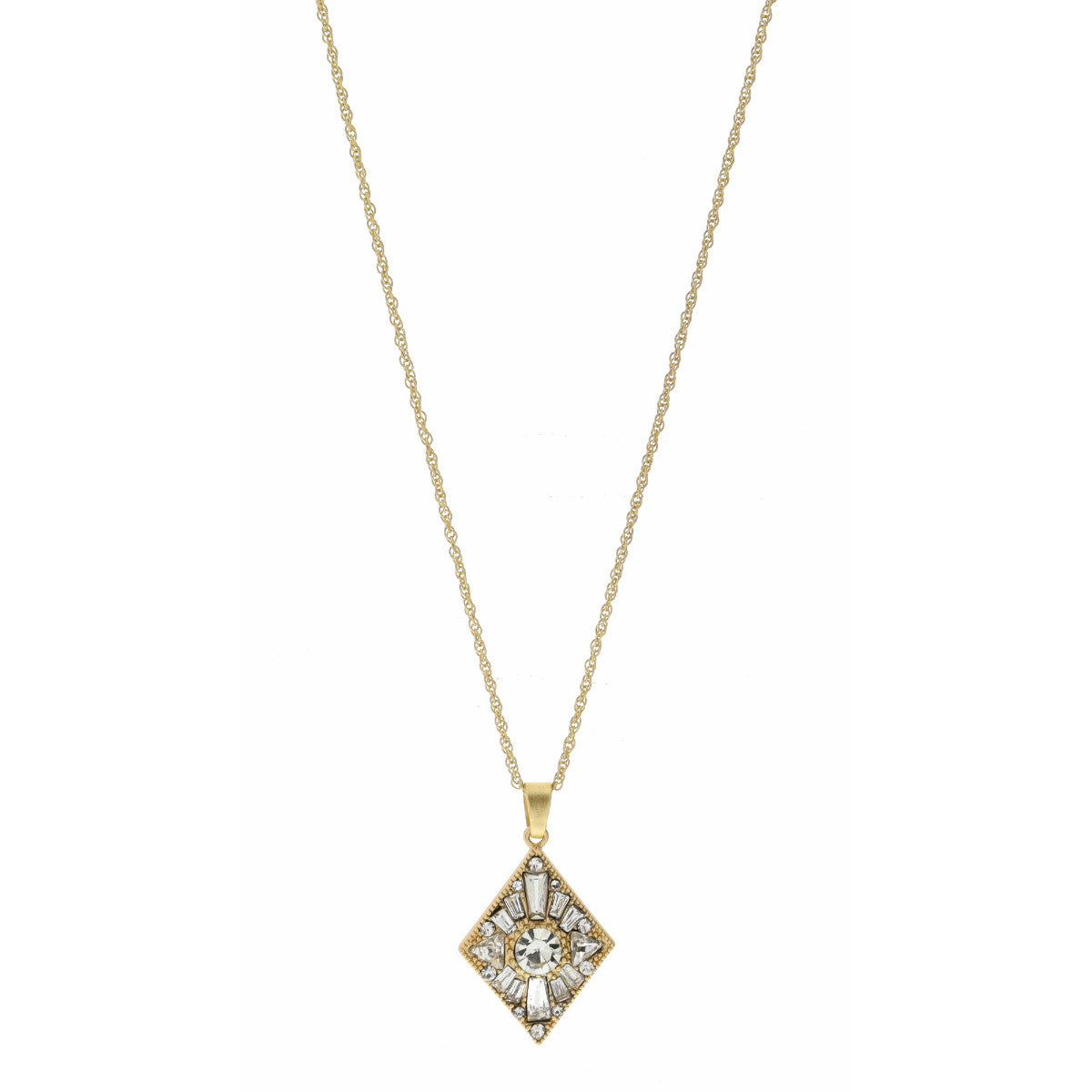 JM Adjustable Clear Crystal Diamond Necklace no