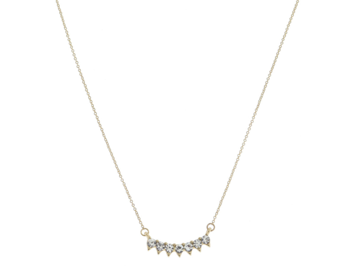 JM Gold Spiked Crystals Curve Necklace