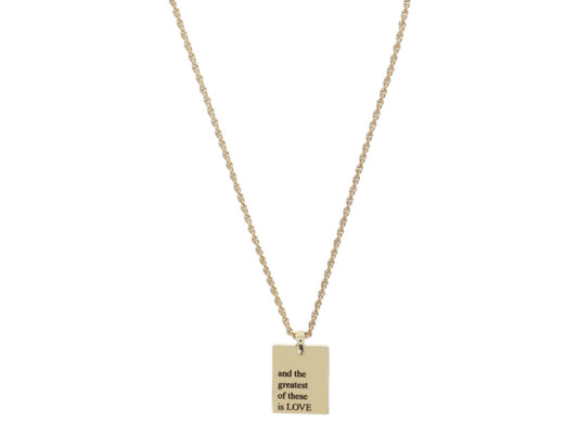 JM "And the Greatest of these is Love" Shiny Gold Necklace