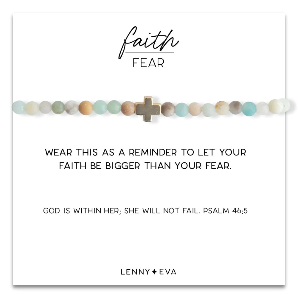 Faith Over Fear Cross Bracelet - Amazonite