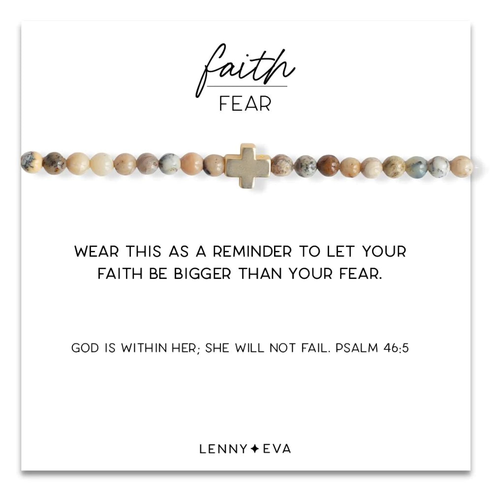 Faith Over Fear Cross Bracelet - Feldspar