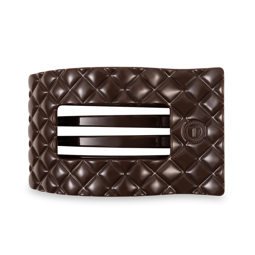 Teleties Large Flat Rectangle Hair Clip - Truly Taupe Quilted