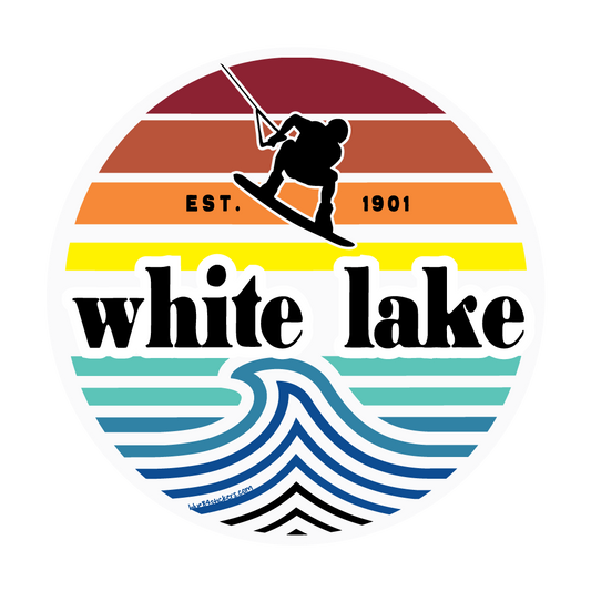 White Lake Sticker -Wakeboarder