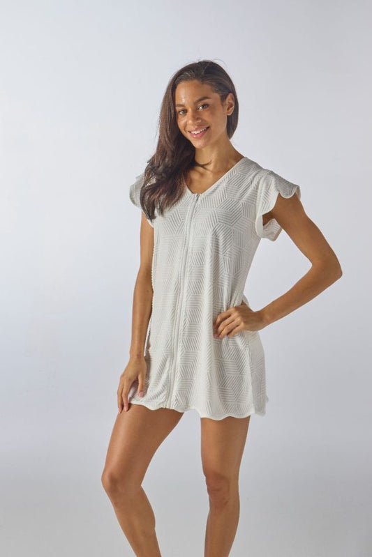 Ivory Front Zip Coverup