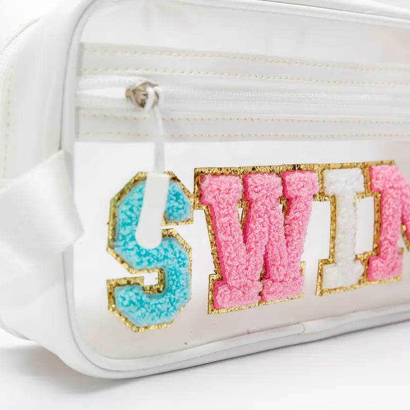 Letter Patch Cosmetic Bag - Swim